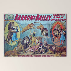 1910 Barnum & Bailey Circus Dancing Lions - M'lle Adgi's Acting Vintage Poster Welcome Mat