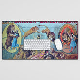 1910 Barnum & Bailey Circus Dancing Lions - M'lle Adgi's Acting Vintage Poster Desk Mat