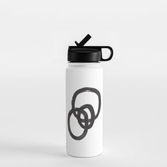 And I Op' Minimalist Ink Line Drawing Abstract Black Brush Strokes Modern Funky Maze by Ejaaz Haniff Water Bottle