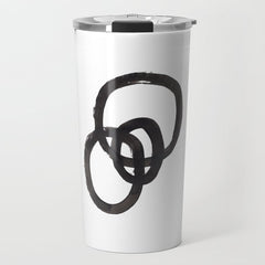 And I Op' Minimalist Ink Line Drawing Abstract Black Brush Strokes Modern Funky Maze by Ejaaz Haniff Travel Mug