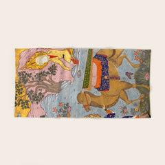 "Coffin of Imam 'Ali", Folio from a Falnama (The Book of Omens) of Ja'far al-Sadiq Bath Towel