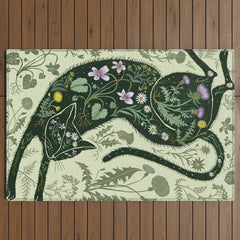 A Cat in the Wildflowers Outdoor Rug