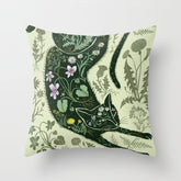 A Cat in the Wildflowers Throw Pillow