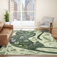 A Cat in the Wildflowers Rug