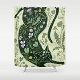 A Cat in the Wildflowers Shower Curtain