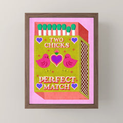 2 Chicks Perfect Match Vintage Matchbox Green & Pink Palette Mini Art Print