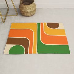 1970s Retro Vintage Style Geometric Design 743 Scandi Rug