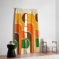 1970s Retro Vintage Style Geometric Design 743 Scandi Window Curtain
