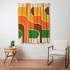 1970s Retro Vintage Style Geometric Design 743 Scandi Window Curtain