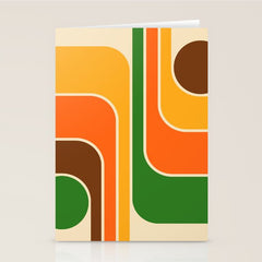 1970s Retro Vintage Style Geometric Design 743 Scandi Stationery Card