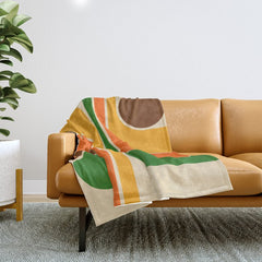 1970s Retro Vintage Style Geometric Design 743 Scandi Throw Blanket