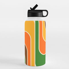 1970s Retro Vintage Style Geometric Design 743 Scandi Water Bottle