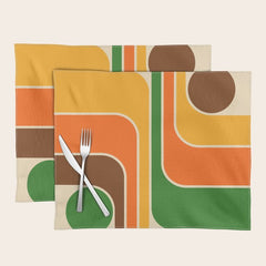 1970s Retro Vintage Style Geometric Design 743 Scandi Placemat