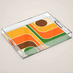 1970s Retro Vintage Style Geometric Design 743 Scandi Acrylic Tray