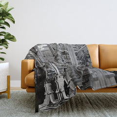 A Book Lover's Dream - Cincinnati Public Library black and white photographs / black and white photo Throw Blanket