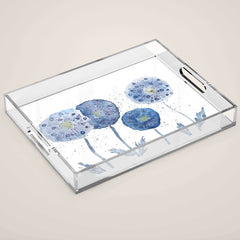 4 indigo abstract dandelion 2 Acrylic Tray