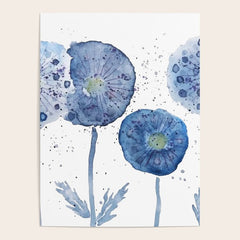 4 indigo abstract dandelion 2 Poster