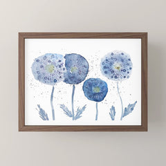 4 indigo abstract dandelion 2 Mini Art Print