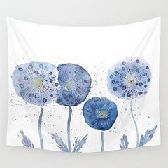 4 indigo abstract dandelion 2 Wall Tapestry