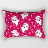 Tis The Season Retro Santa Red White Pattern Rectangular Pillow