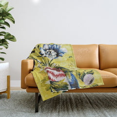 18th Century English Floral Print Throw Blanket