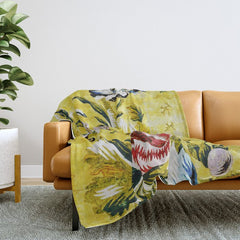 18th Century English Floral Print Throw Blanket