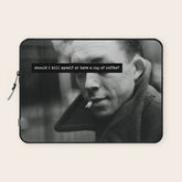 "Should I Kill Myself or Have a Cup of Coffee?" Albert Camus Quote Laptop Sleeve