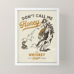 "Don't Call Me Honey" Retro Pinup Cowgirl On Horseback Shooting A Snake V.2 Mini Art Print