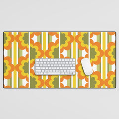 70's Summer' Orange Yellow Green Desk Mat
