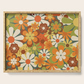 70's Retro Flowers Print Serving Tray
