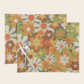 70's Retro Flowers Print Placemat