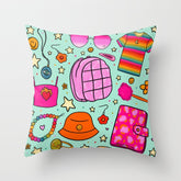 90's Things Print Throw Pillow