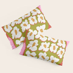 70's retro Bloom Pillow Sham