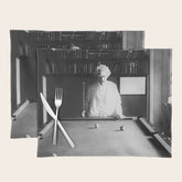 1891 Mark Twain playing billiards, pool black and white vintage photograph / photography Placemat