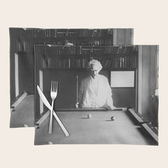 1891 Mark Twain playing billiards, pool black and white vintage photograph / photography Placemat
