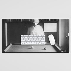 1891 Mark Twain playing billiards, pool black and white vintage photograph / photography Desk Mat