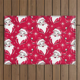 Tis The Season Retro Santa Red White Pattern Outdoor Rug