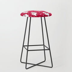 Tis The Season Retro Santa Red White Pattern Stool