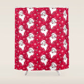 Tis The Season Retro Santa Red White Pattern Shower Curtain