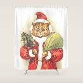 Father Christmas Cat' by Louis Wain Shower Curtain