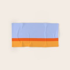 70s Summer Color Block Blue and Orange Bath Towel