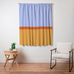 70s Summer Color Block Blue and Orange Window Curtain