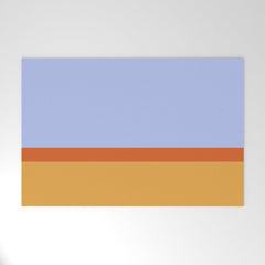 70s Summer Color Block Blue and Orange Welcome Mat