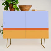 70s Summer Color Block Blue and Orange Credenza