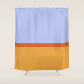 70s Summer Color Block Blue and Orange Shower Curtain