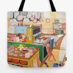 A Cat in the Kitchen Tote Bag