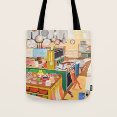 A Cat in the Kitchen Tote Bag