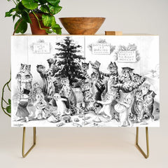 Cats Decorating The Christmas Tree' Vintage Cat Art by Louis Wain Credenza
