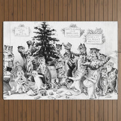 Cats Decorating The Christmas Tree' Vintage Cat Art by Louis Wain Outdoor Rug