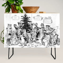 Cats Decorating The Christmas Tree' Vintage Cat Art by Louis Wain Credenza